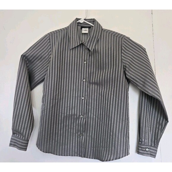 Versace Classic V2 Mens 42 Grey Geometric Button-Up Dress Italy Dress Casual - Picture 1 of 9